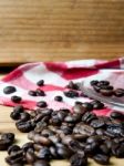 Coffee And Bread Wooden Background Stock Photo