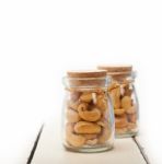 Cashew Nuts On A Glass Jar Stock Photo