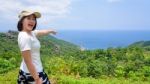 Women Tourist On Viewpoint At Koh Tao Stock Photo