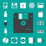 Computer And Storage Icons Set Stock Photo