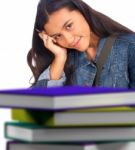 Young Student With Books Stock Photo