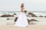 Bride At Snapper Rock Beach In New South Wales Stock Photo