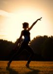 Yoga In The Park Stock Photo