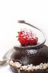 Fresh Chocolate Strawberry Mousse Stock Photo