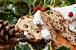 Christmas Stollen Stock Photo