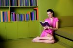 Pretty Woman Reading Book Stock Photo