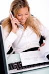 Top View Of Working Businesswoman Stock Photo