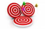 Darts On Red Target Stock Photo