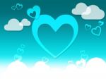 Hearts And Clouds Background Means Romantic Feeling Or Passionat Stock Photo