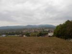 Mountain Panorama, Landscape And Buildings Stock Photo