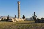 Fallen Column In Temple Of Zeus Stock Photo