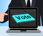 Vote Button Displays Options Voting Or Choice Stock Photo