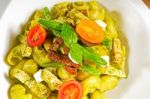 Pasta Pesto And Vegetables Stock Photo