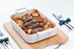 Beef Olives With Vegetables Stock Photo