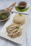 Closeup Boil Chicken With Rice Stock Photo