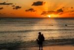 Sunset On Hawaii Island Of Oahu Stock Photo