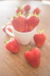 Fresh Ripe Strawberries On Wooden Background Stock Photo