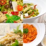 Collection Of Different Type Of Italian Pasta Collage Stock Photo