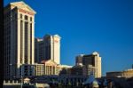 View  Of Caesars Palace At Sunrise In Las Vegas Stock Photo