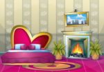 Cartoon  Illustration Interior Valentine Room With Separated Layers Stock Photo