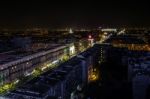 Night-time View Over The Skyline In Warsaw Stock Photo