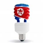 North Korea Flag On Lamp Stock Photo