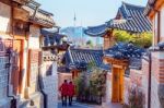 Bukchon Hanok Village,traditional Korean Style Architecture In Seoul,korea Stock Photo