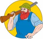 Paul Bunyan The Hunter Circle Drawing Stock Photo