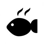 Cooked Fish Symbol Icon  Illustration On White Backg Stock Photo