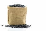 Dried Black Beans In Sacks Fodder Stock Photo