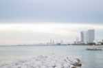 Group Of Towers Near Seashore Stock Photo