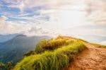 Phu Chi Fa Forest Park At Sunset, Thailand Stock Photo