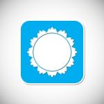 Sun Icon. Blue Square Frame.  Illustration Stock Photo