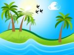 Tropical Island Means Flock Of Birds And Atoll Stock Photo