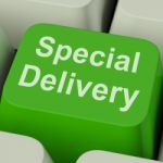 Special Delivery Key Shows Secure And Important Shipping Stock Photo