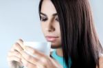 Beautiful Woman Drinking Coffee Stock Photo