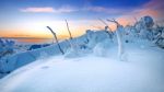 Sunrise On Deogyusan Mountains Covered With Snow In Winter,south Korea Stock Photo