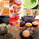 Collection Of Different Herbal Tea Infusion Collage Stock Photo