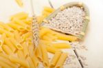 Italian Pasta Penne With Wheat Stock Photo