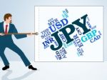 Jpy Currency Means Worldwide Trading And Coinage Stock Photo