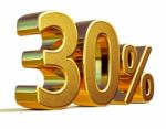 3d Gold 30 Thirty Percent Discount Sign Stock Photo