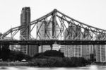 Story Bridge In Brisbane. Black And White Stock Photo