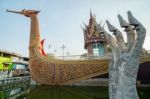 Swan Boat At Wat Cha Lor Temple, Nonthaburi Stock Photo