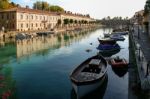 Row Of Houses In Desenzano Del Garda Italy Stock Photo