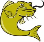 Angry Cartoon Catfish Fish Stock Photo