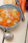 Traditional Italian Minestrone Soup Stock Photo