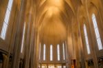 Interior View Of The Hallgrimskirkja Church In Reykjavik Stock Photo