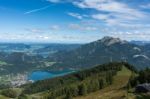 View Of The Countryside From Zwölferhorn Mountain Stock Photo