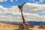 Monument In Front Of Mesa Verde National Park In Colorado Stock Photo