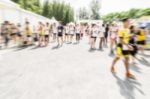 Blurred Crowd Of Athlete For Marathon Stock Photo